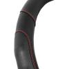 imageMotor Trend GripDrive Faux Black Leather Steering Wheel Cover for Car Truck Van SUV Small 14 inch Size Solid Black Stitched Car Steering Wheel Cover Vehicle ampamp Auto AccessoriesBlack  Red Accent Stitching
