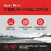 imageMotor Trend GripDrive Faux Black Leather Steering Wheel Cover for Car Truck Van SUV Small 14 inch Size Solid Black Stitched Car Steering Wheel Cover Vehicle ampamp Auto AccessoriesBlack  Black Accent Stitching