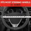 imageMotor Trend GripDrive Faux Black Leather Steering Wheel Cover for Car Truck Van SUV Small 14 inch Size Solid Black Stitched Car Steering Wheel Cover Vehicle ampamp Auto AccessoriesBlack  Gray Accent Stitching