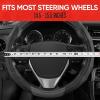 imageMotor Trend GripDrive Faux Black Leather Steering Wheel Cover for Car Truck Van SUV Small 14 inch Size Solid Black Stitched Car Steering Wheel Cover Vehicle ampamp Auto AccessoriesBlack  Gray Accent Stitching
