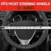 imageMotor Trend GripDrive Faux Black Leather Steering Wheel Cover for Car Truck Van SUV Small 14 inch Size Solid Black Stitched Car Steering Wheel Cover Vehicle ampamp Auto AccessoriesBlack  Black Accent Stitching