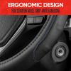 imageMotor Trend GripDrive Faux Black Leather Steering Wheel Cover for Car Truck Van SUV Small 14 inch Size Solid Black Stitched Car Steering Wheel Cover Vehicle ampamp Auto AccessoriesBlack  Blue Accent Stitching