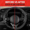 imageMotor Trend SportDrive Faux Leather Steering Wheel Cover Standard 15 inch Size TwoTone Black ampamp Light Gray Car Steering Wheel Cover for Truck Van SUV AutoGray