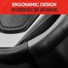 imageMotor Trend SportDrive Faux Leather Steering Wheel Cover Standard 15 inch Size TwoTone Black ampamp Light Gray Car Steering Wheel Cover for Truck Van SUV AutoLight Gray Sport Drive