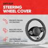 imageMotor Trend SportDrive Faux Leather Steering Wheel Cover Standard 15 inch Size TwoTone Black ampamp Light Gray Car Steering Wheel Cover for Truck Van SUV AutoGray