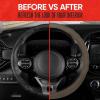 imageMotor Trend SportDrive Faux Leather Steering Wheel Cover Standard 15 inch Size TwoTone Black ampamp Light Gray Car Steering Wheel Cover for Truck Van SUV AutoBeige