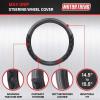 imageMotor Trend SportDrive Faux Leather Steering Wheel Cover Standard 15 inch Size TwoTone Black ampamp Light Gray Car Steering Wheel Cover for Truck Van SUV AutoBlack Max Grip