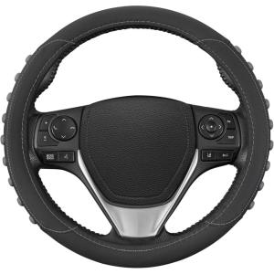 imageMotor Trend FlexGrip Red Steering Wheel Cover for Cars  Standard 15 inch Car Steering Wheel Cover Red and Black Steering Wheel Protector for Auto Truck Van SUVGray Grip