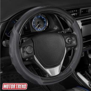 imageMotor Trend GripDrive Carbon Fiber Steering Wheel Cover NonSlip Sporty Racing Faux Leather Ergonomic Comfortable Handle Steering Wheel Cover for Cars Trucks Vans SUV  Fits Standard 15 Inch  BeigeGray UltraSport