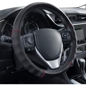 imageMotor Trend SportDrive Faux Leather Steering Wheel Cover Standard 15 inch Size TwoTone Black ampamp Light Gray Car Steering Wheel Cover for Truck Van SUV AutoBlack