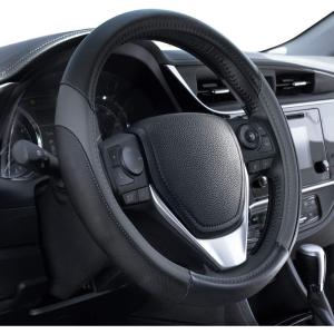 imageMotor Trend SportDrive Faux Leather Steering Wheel Cover Standard 15 inch Size TwoTone Black ampamp Light Gray Car Steering Wheel Cover for Truck Van SUV AutoDark Gray Sport Drive