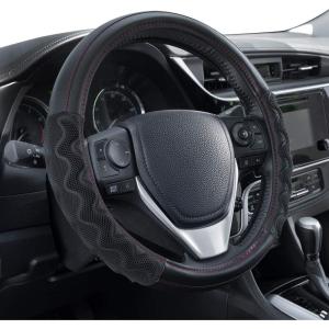 imageMotor Trend SportDrive Faux Leather Steering Wheel Cover Standard 15 inch Size TwoTone Black ampamp Light Gray Car Steering Wheel Cover for Truck Van SUV AutoBlack Max Grip