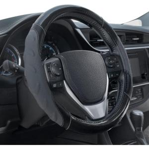 imageMotor Trend SportDrive Faux Leather Steering Wheel Cover Standard 15 inch Size TwoTone Black ampamp Light Gray Car Steering Wheel Cover for Truck Van SUV AutoGray Grip Plus
