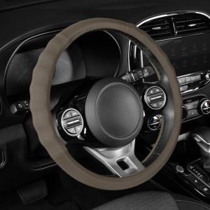 imageMotor Trend SportDrive Faux Leather Steering Wheel Cover Standard 15 inch Size TwoTone Black ampamp Light Gray Car Steering Wheel Cover for Truck Van SUV AutoBeige