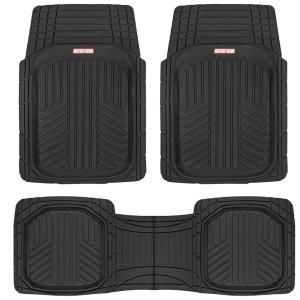 imageMotor Trend FlexToughXL Floor Mats for Cars Full Set AllWeather Rubber Automotive Floor Mats Waterproof Heavy Duty Car Mats Flexible Floor Liners for Car Truck Van SUV Car Floor Mats BlackBlack