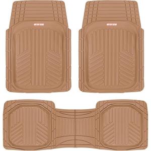 imageMotor Trend FlexToughXL Floor Mats for Cars Full Set AllWeather Rubber Automotive Floor Mats Waterproof Heavy Duty Car Mats Flexible Floor Liners for Car Truck Van SUV Car Floor Mats BlackBeige