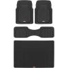 imageMotor Trend FlexTough 4Piece Heavy Duty Floor Mats for Cars Trucks SUVs Automotive Floor Mats Car Mats Full Set Front Rear ampamp Cargo TrimToFit SemiCustom Deep Dish All Weather Rubber Mats  GrayBlack