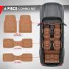 imageMotor Trend Original FlexTough Black Rubber Car Floor Mats for 3 Row Vehicles Front ampamp Rear 2nd Row Deep Dish All Weather Automotive Heavy Duty Trim to Fit Automotive Liners for Cars Truck Van SUVBeige