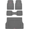imageMotor Trend FlexTough 4Piece Heavy Duty Floor Mats for Cars Trucks SUVs Automotive Floor Mats Car Mats Full Set Front Rear ampamp Cargo TrimToFit SemiCustom Deep Dish All Weather Rubber Mats  GrayGray