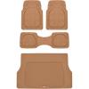 imageMotor Trend FlexTough 4Piece Heavy Duty Floor Mats for Cars Trucks SUVs Automotive Floor Mats Car Mats Full Set Front Rear ampamp Cargo TrimToFit SemiCustom Deep Dish All Weather Rubber Mats  GrayBeige