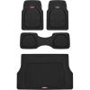 imageMotor Trend FlexTough 4Piece Heavy Duty Floor Mats for Cars Trucks SUVs Automotive Floor Mats Car Mats Full Set Front Rear ampamp Cargo TrimToFit SemiCustom Deep Dish All Weather Rubber Mats  GrayBlack