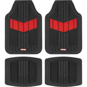 imageMOTOR TREND DualFlex Rubber Car Floor Mats All Weather Waterproof 4Piece Sporty TwoTone Design Car Mats Full Set  Universal TrimtoFit Floor Mats for Car SUV ampamp Trucks  Car Carpet ProtectorRed