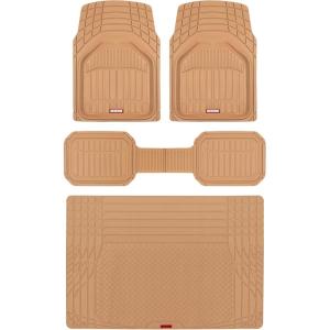 imageMotor Trend 943BG FlexTough Defender Car Floor Mats Next Generation Deep Dish Heavy Duty Contour Liners for Car SUV Truck ampamp VanAll Weather Protection Trim to Fit Most Vehicles BeigeBeige w Cargo Liner