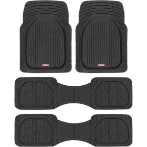 imageMotor Trend Original FlexTough Black Rubber Car Floor Mats for 3 Row Vehicles Front ampamp Rear 2nd Row Deep Dish All Weather Automotive Heavy Duty Trim to Fit Automotive Liners for Cars Truck Van SUVBlack
