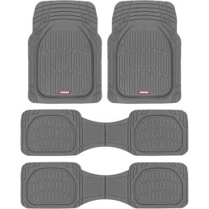 imageMotor Trend Original FlexTough Black Rubber Car Floor Mats for 3 Row Vehicles Front ampamp Rear 2nd Row Deep Dish All Weather Automotive Heavy Duty Trim to Fit Automotive Liners for Cars Truck Van SUVGray