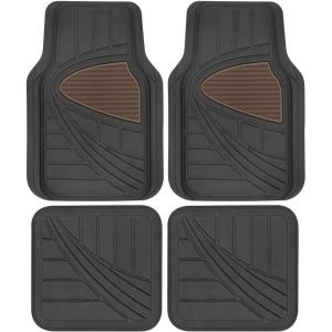 imageMotor Trend TwoTone Focus Rubber Car Floor Mats for Autos SUV Truck ampamp Van  AllWeather Waterproof Protection Front ampamp Rear Liners Trim to Fit Most VehiclesBeige