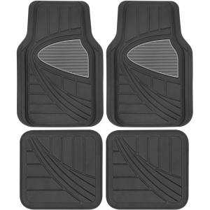 imageMotor Trend TwoTone Focus Rubber Car Floor Mats for Autos SUV Truck ampamp Van  AllWeather Waterproof Protection Front ampamp Rear Liners Trim to Fit Most VehiclesGray