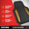 imageMotor Trend ChromeTech Car Floor Mats Full Set  Durable Rubber Floor Mats for Cars with Two Tone Accent All Weather Interior Protection for Front and Rear with NonSlip Backing Silver ChromeBlack  Gold