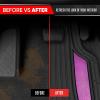 imageMotor Trend ChromeTech Car Floor Mats Full Set  Durable Rubber Floor Mats for Cars with Two Tone Accent All Weather Interior Protection for Front and Rear with NonSlip Backing Silver ChromeBlack  Pink