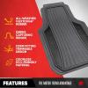 imageMotor Trend ChromeTech Car Floor Mats Full Set  Durable Rubber Floor Mats for Cars with Two Tone Accent All Weather Interior Protection for Front and Rear with NonSlip Backing Silver ChromeGray  Black