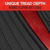 imageMotor Trend ChromeTech Car Floor Mats Full Set  Durable Rubber Floor Mats for Cars with Two Tone Accent All Weather Interior Protection for Front and Rear with NonSlip Backing Silver ChromeBlack  Red