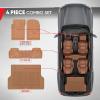 imageMotor Trend FlexTough Advanced Beige Rubber Car Floor Mats  Heavy Duty Trim to Fit All Weather Floor Mats for Cars Truck SUV  Automotive Car Interior Floor Liner Protection  Universal FitBeige