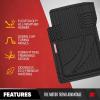 imageMotor Trend FlexTough Advanced Beige Rubber Car Floor Mats  Heavy Duty Trim to Fit All Weather Floor Mats for Cars Truck SUV  Automotive Car Interior Floor Liner Protection  Universal FitBlack