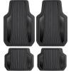 imageMotor Trend ChromeTech Car Floor Mats Full Set  Durable Rubber Floor Mats for Cars with Two Tone Accent All Weather Interior Protection for Front and Rear with NonSlip Backing Silver ChromeBlack  Gloss Black
