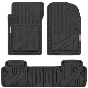 imageMotor Trend FlexTough Advanced Beige Rubber Car Floor Mats  Heavy Duty Trim to Fit All Weather Floor Mats for Cars Truck SUV  Automotive Car Interior Floor Liner Protection  Universal FitBlack