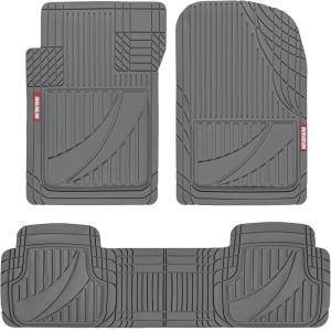 imageMotor Trend FlexTough Advanced Beige Rubber Car Floor Mats  Heavy Duty Trim to Fit All Weather Floor Mats for Cars Truck SUV  Automotive Car Interior Floor Liner Protection  Universal FitGray