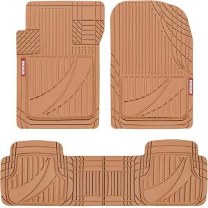 imageMotor Trend FlexTough Advanced Beige Rubber Car Floor Mats  Heavy Duty Trim to Fit All Weather Floor Mats for Cars Truck SUV  Automotive Car Interior Floor Liner Protection  Universal FitBeige