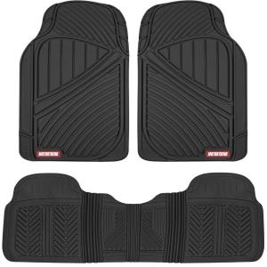 imageMotor Trend FlexTough Performance All Weather Rubber Car Floor Mats  3 Piece Floor Mats Automotive Liners for Cars Truck SUV HeavyDuty Waterproof Black