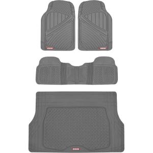 imageMotor Trend FlexTough Performance All Weather Rubber Car Floor Mats with Cargo Liner  Full Set Front ampamp Rear Odorless Floor Mats for Cars Truck SUV BPAFree Automotive Floor Mats GrayGray