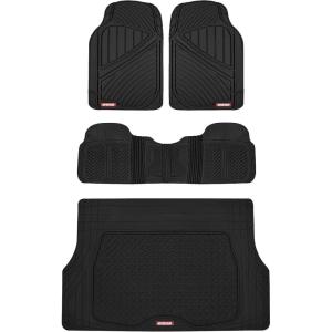 imageMotor Trend FlexTough Performance All Weather Rubber Car Floor Mats with Cargo Liner  Full Set Front ampamp Rear Odorless Floor Mats for Cars Truck SUV BPAFree Automotive Floor Mats GrayBlack  Cargo