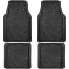 imageMotor Trend FlexTough Performance All Weather Rubber Car Floor Mats  3 Piece Floor Mats Automotive Liners for Cars Truck SUV HeavyDuty Waterproof BeigeSolid Black