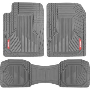 imageMotor Trend AdventureMax Car Floor Mats Full Set  Durable Rubber Floor Mats for Cars with Debris Capture Grooves All Weather Interior Protection for Front and Rear with NonSlip Backing Gray