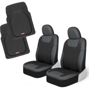 imageMotor Trend BlueBlack Waterproof Seat Covers for Front Seats  Premium Neoprene Blue Seat Covers Car Seat Protectors with Removable Headrest Interior Covers for Auto Truck Van SUV Seat ProtectionGray Front Seats  Black Mats
