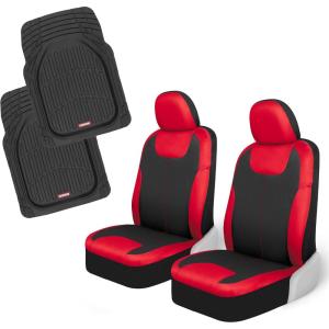 imageMotor Trend BlueBlack Waterproof Seat Covers for Front Seats  Premium Neoprene Blue Seat Covers Car Seat Protectors with Removable Headrest Interior Covers for Auto Truck Van SUV Seat ProtectionRed Front Seats  Black Mats
