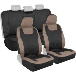 imageMotor Trend BlueBlack Waterproof Seat Covers for Front Seats  Premium Neoprene Blue Seat Covers Car Seat Protectors with Removable Headrest Interior Covers for Auto Truck Van SUV Seat ProtectionBeige Front Black Rear