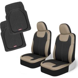 imageMotor Trend BlueBlack Waterproof Seat Covers for Front Seats  Premium Neoprene Blue Seat Covers Car Seat Protectors with Removable Headrest Interior Covers for Auto Truck Van SUV Seat ProtectionBeige Front Seats  Black Mats